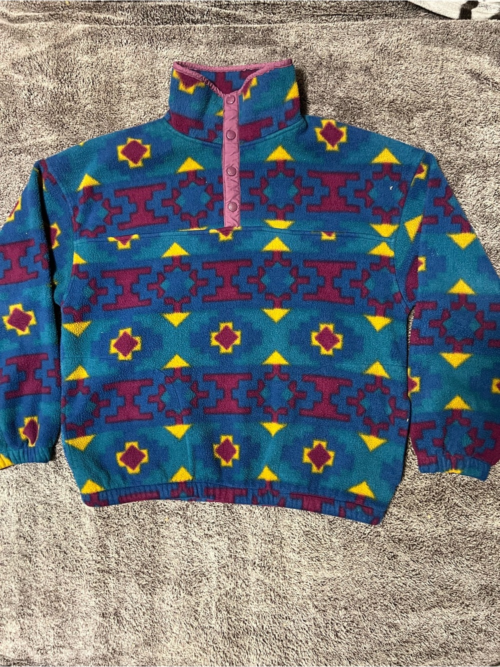 Vintage Aztec button snap fleece